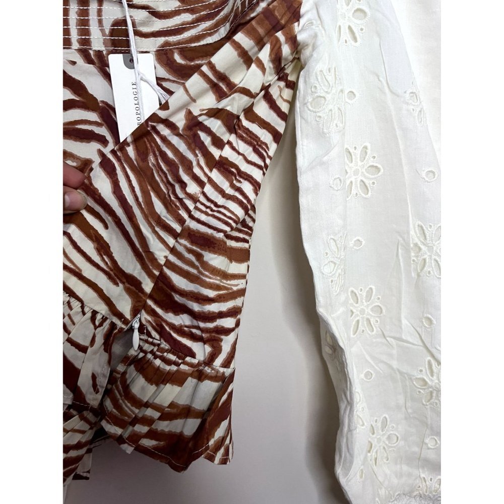 Boho Anthropologie Love the Label Smocked Puff Sleeve‎ Blouse XS bohemian - Picture 6 of 7